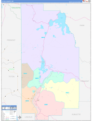 Teton County, WY Wall Map Color Cast Style 2024
