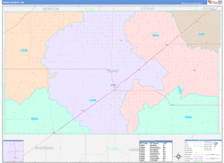 Texas County, OK Wall Map Color Cast Style 2024