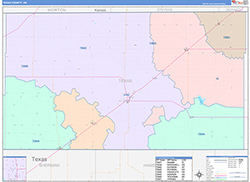 Texas County, OK Wall Map Color Cast Style 2026