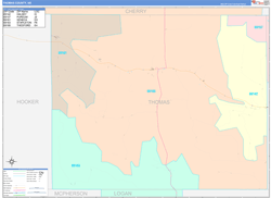 Thomas County, NE Wall Map Color Cast Style 2023