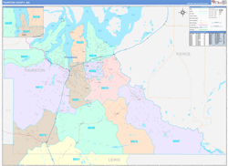 Thurston County, WA Wall Map Color Cast Style 2024