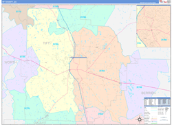 Tift County, GA Wall Map Color Cast Style 2024