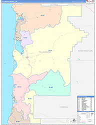 Tillamook County, OR Wall Map Color Cast Style 2026