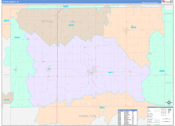 Tipton County, IN Wall Map Color Cast Style 2024