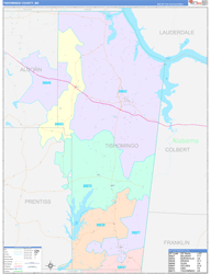Tishomingo County, MS Wall Map Color Cast Style 2024