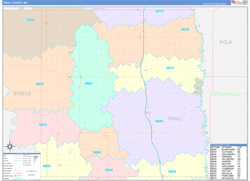 Traill County, ND Wall Map Color Cast Style 2023