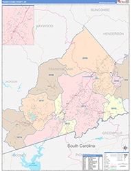 TransylvaniaCounty, NC Wall Map Color Cast Style 2026