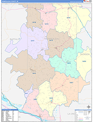 Trempealeau County, WI Wall Map Color Cast Style 2026
