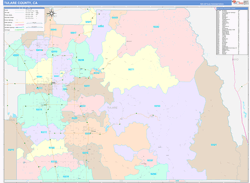 Tulare County, CA Wall Map Color Cast Style 2024