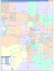 Tulsa County, OK Wall Map Color Cast Style 2024