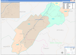 Unicoi County, TN Wall Map Color Cast Style 2024