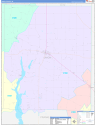 Union County, IN Wall Map Color Cast Style 2024