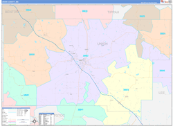 Union County, MS Wall Map Color Cast Style 2024