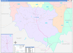 Upson County, GA Wall Map Color Cast Style 2024