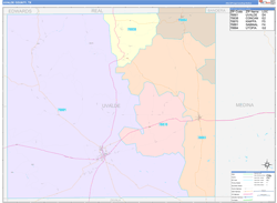 Uvalde County, TX Wall Map Color Cast Style 2024