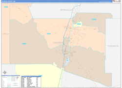 Valencia County, NM Wall Map Color Cast Style 2024