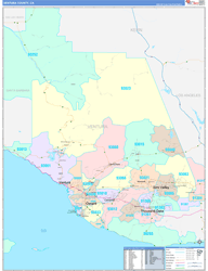 Ventura County, CA Wall Map Color Cast Style 2024
