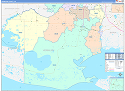 VermilionParish (County), LA Wall Map Color Cast Style 2026
