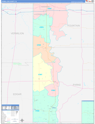 Vermillion County, IN Wall Map Color Cast Style 2024