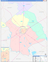 Victoria County, TX Wall Map Color Cast Style 2024