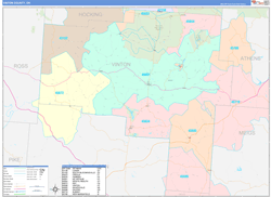 Vinton County, OH Wall Map Color Cast Style 2024