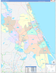 Volusia County, FL Wall Map Color Cast Style 2024