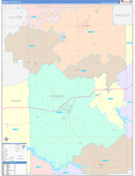 Wabash County, IN Wall Map Color Cast Style 2024