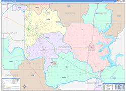 Wagoner County, OK Wall Map Color Cast Style 2026