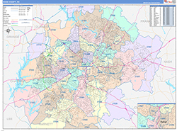 Wake County, NC Wall Map Color Cast Style 2026