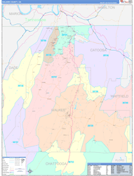 Walker County, GA Wall Map Color Cast Style 2024