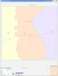 Wallace County, KS Wall Map Color Cast Style 2024