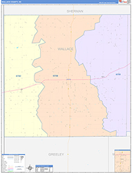 Wallace County, KS Wall Map Color Cast Style 2026