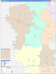 Waller County, TX Wall Map Color Cast Style 2024