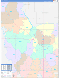 Ward County, ND Wall Map Color Cast Style 2023