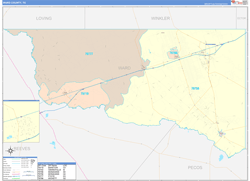 Ward County, TX Wall Map Color Cast Style 2024