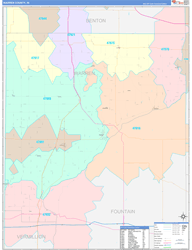 Warren County, IN Wall Map Color Cast Style 2024
