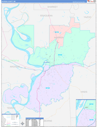 Warren County, MS Wall Map Color Cast Style 2024