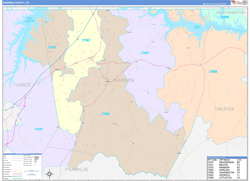 Warren County, NC Wall Map Color Cast Style 2024