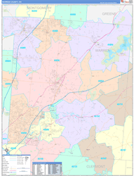 Warren County, OH Wall Map Color Cast Style 2024