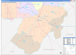 Warren County, VA Wall Map Color Cast Style 2024