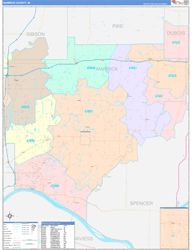 Warrick County, IN Wall Map Color Cast Style 2024