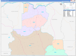 Wasco County, OR Wall Map Color Cast Style 2024