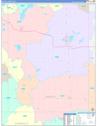 Waseca County, MN Wall Map Color Cast Style 2024