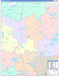 Washburn County, WI Wall Map Color Cast Style 2026