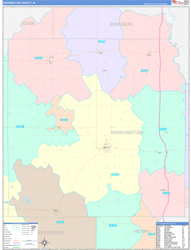Washington County, IA Wall Map Color Cast Style 2024