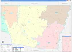 WashingtonParish (County), LA Wall Map Color Cast Style 2023
