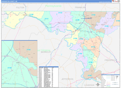 Washington County, MD Wall Map Color Cast Style 2024