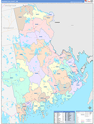 Washington County, ME Wall Map Color Cast Style 2026