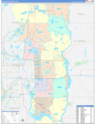 Washington County, MN Wall Map Color Cast Style 2024