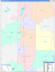 Washington County, OK Wall Map Color Cast Style 2024